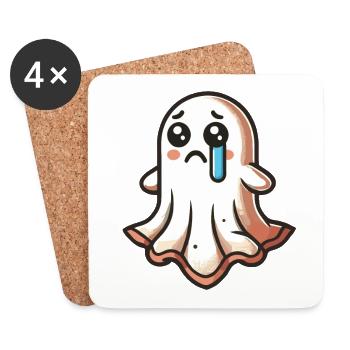 Sad Ghost Cute Weeping Ghosts - Coasters (set of 4) - white - Front