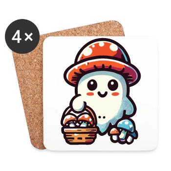 Mushroom Lover, Ghost, Mushrooms, Collector, Spirit - Coasters (set of 4) - white - Front