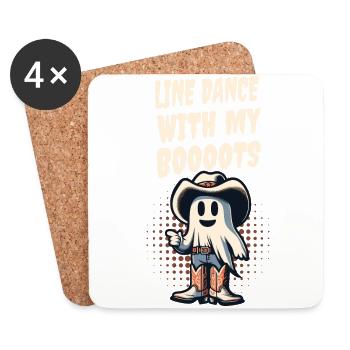 Cow-boy avec bottes Danse en ligne Ghost Vintage Retro - Dessous de verre (lot de 4) - blanc - Devant
