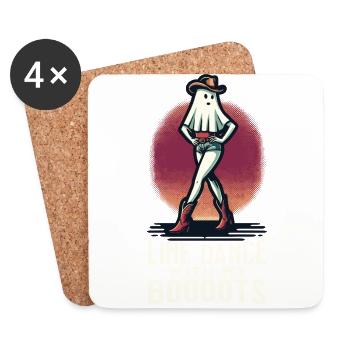 Cowboy With Boots Funny Line Dance Ghost - Coasters (set of 4) - white - Front