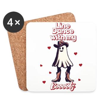 Funny Cowboy With Boots Line Dance Ghost - Coasters (set of 4) - white - Front