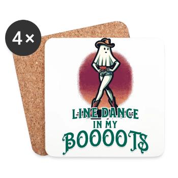 Cow-boy avec bottes Danse en ligne Ghost Vintage Retro - Dessous de verre (lot de 4) - blanc - Devant