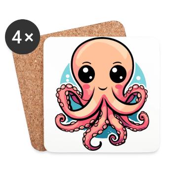 Cute Kawaii Octopus - Coasters (set of 4) - white - Front