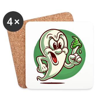 drôle boobby fantôme rétro style dessin animé booger - Dessous de verre (lot de 4) - blanc - Devant