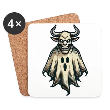 Creepy Cow Ghost Bull Sheet Costume Idea - Coasters (set of 4) - white - Front