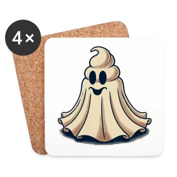 Drôle Caca Pile Ghost Bull Feuille Caca - Dessous de verre (lot de 4) - blanc - Devant