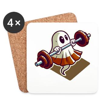 Bodybuilding Ghost Funny Gym Ghost - Coasters (set of 4) - white - Front