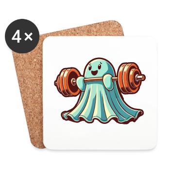 Bodybuilding Ghost Funny Gym Ghost - Coasters (set of 4) - white - Front