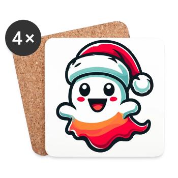 Cute Christmas Ghost Scary - Coasters (set of 4) - white - Front