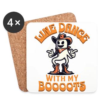 Cowboy Mit Boots Line Dance Gespenst Vintage Retro - Untersetzer (4er-Set) - Weiß - Vorne
