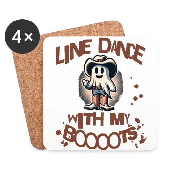 Cowboy With Boots Line Dance Ghost - Coasters (set of 4) - white - Front