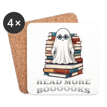 Cute Book Lover Ghost Funny Saying - Coasters (set of 4) - white - Front