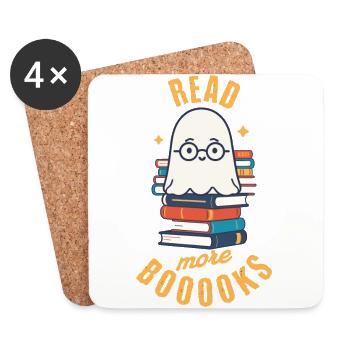 Cute Book Lover Ghost Funny Saying - Coasters (set of 4) - white - Front