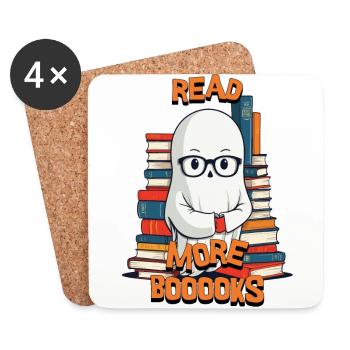 Cute Book Lover Ghost Costume Idea - Coasters (set of 4) - white - Front