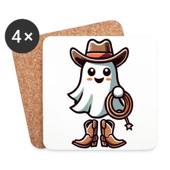 Cowboy Gespenst Lustiges Halloween Design - Untersetzer (4er-Set) - Weiß - Vorne