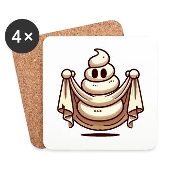 Drôle Caca Pile Ghost Bull Feuille Caca - Dessous de verre (lot de 4) - blanc - Devant