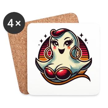 Drôle Glamour Goule Flashy Halloween - Dessous de verre (lot de 4) - blanc - Devant