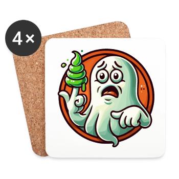 drôle boobby fantôme rétro style dessin animé booger - Dessous de verre (lot de 4) - blanc - Devant