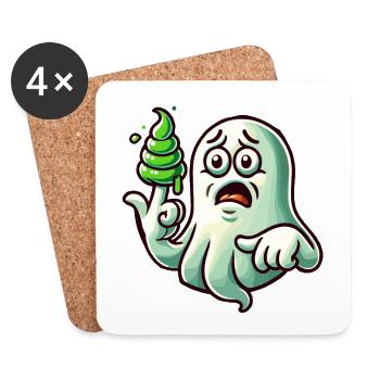 drôle boobby fantôme rétro style dessin animé booger - Dessous de verre (lot de 4) - blanc - Devant