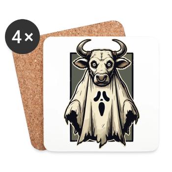 Creepy Cow Ghost Bull Sheet Costume Idea - Coasters (set of 4) - white - Front