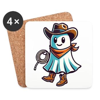 Cowboy Ghost Funny Halloween Design - Coasters (set of 4) - white - Front