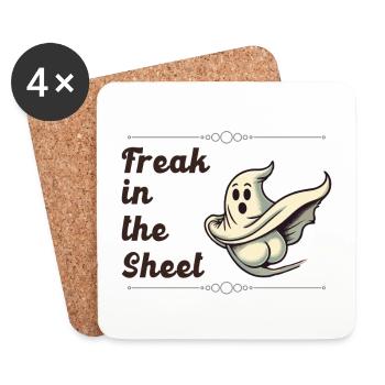 Freak in the Sheet Lustiges Gespenster Design - Untersetzer (4er-Set) - Weiß - Vorne