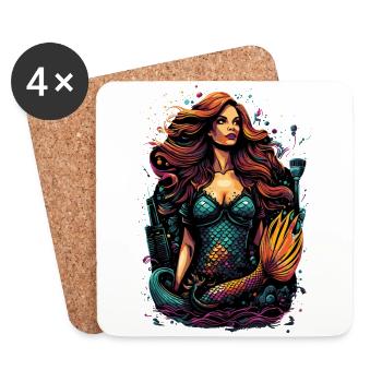 The colourful mermaid - a metropolis full of imagination - Coasters (set of 4) - white - Front