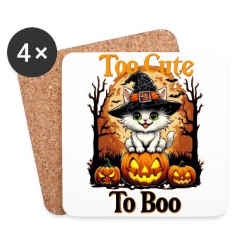 Zu süß zum Buhen - Halloween-Katze auf Kürbissen - Untersetzer (4er-Set) - Weiß - Vorne