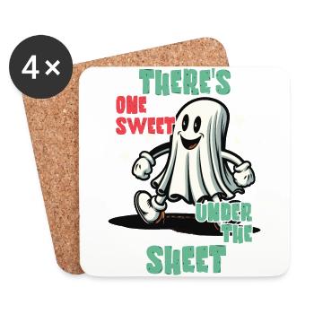 Funny Ghost Disguise Halloween Outfit - Coasters (set of 4) - white - Front