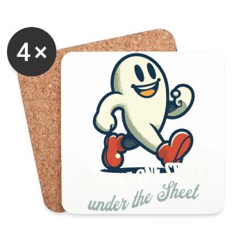 Funny Ghost Disguise Halloween Outfit - Coasters (set of 4) - white - Front