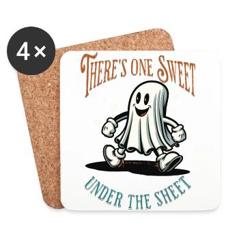 Funny Ghost Disguise Halloween Outfit - Coasters (set of 4) - white - Front