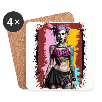 Pretty Punk Girl - Coasters (set of 4) - white - Front