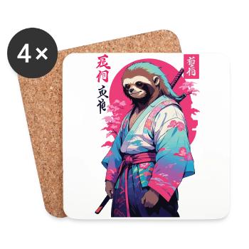 Esthétique Samouraï Paresseux Style Vaporwave - Dessous de verre (lot de 4) - blanc - Devant