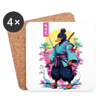 Samurai Ente Aesthetic Vaporwave Stil Japan Kunst - Untersetzer (4er-Set) - Weiß - Vorne