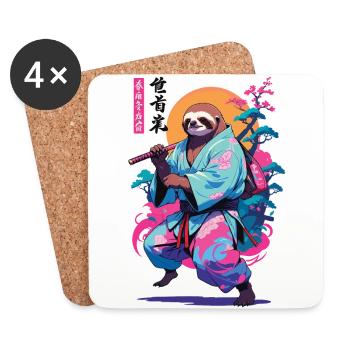 Esthétique Samouraï Paresseux Style Vaporwave - Dessous de verre (lot de 4) - blanc - Devant