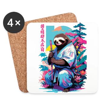 Esthétique Samouraï Paresseux Style Vaporwave - Dessous de verre (lot de 4) - blanc - Devant