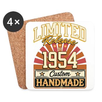 Limited 1954 Lustige Sprüche Geschenk Geburtstag - Untersetzer (4er-Set) - Weiß - Vorne