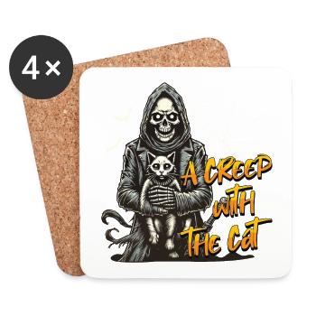 Halloween Cats Design: A Creep With The Cat - Coasters (set of 4) - white - Front