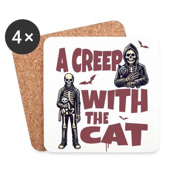 Une frayeur avec le motif du chat d’Halloween - Dessous de verre (lot de 4) - blanc - Devant