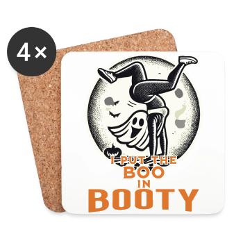 Funny Halloween Girl With Boo In Booty - Coasters (set of 4) - white - Front