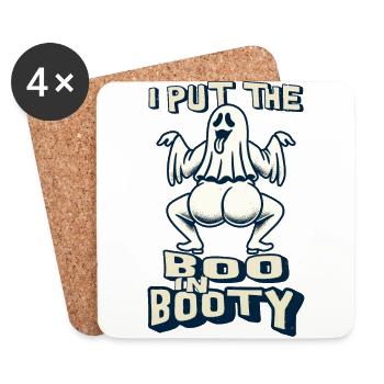 funny ghost saying i put the boo in booty - Coasters (set of 4) - white - Front
