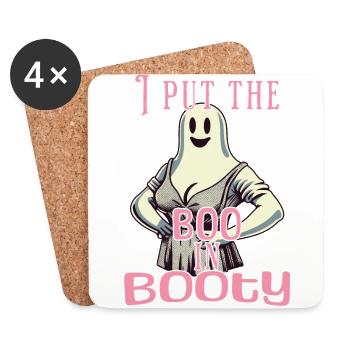 funny retro ghost design boo in booty saying - Coasters (set of 4) - white - Front