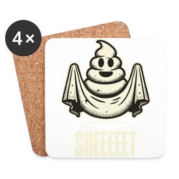 Halloween Poop Pile Ghost Sheet Fun - Coasters (set of 4) - white - Front