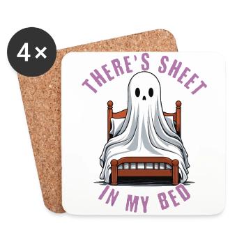 Drôle de dicton d’Halloween : il y a du drap dans mon lit - Dessous de verre (lot de 4) - blanc - Devant