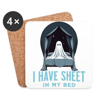 Drôle de dicton d’Halloween : il y a du drap dans mon lit - Dessous de verre (lot de 4) - blanc - Devant