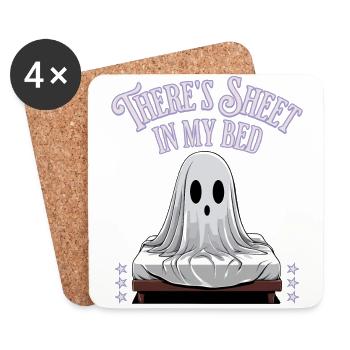 Halloween Sheet Im Bett Lustiger Spruch - Untersetzer (4er-Set) - Weiß - Vorne