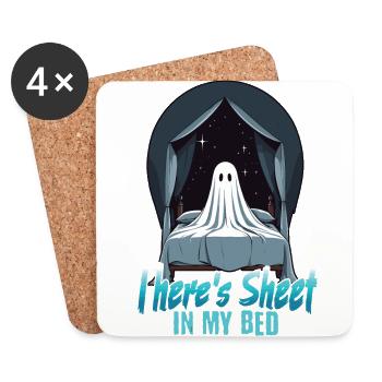 Halloween Sheet Im Bett Lustiger Spruch - Untersetzer (4er-Set) - Weiß - Vorne