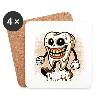 Dent d’Halloween d’hygiéniste dentaire effrayante - Dessous de verre (lot de 4) - blanc - Devant