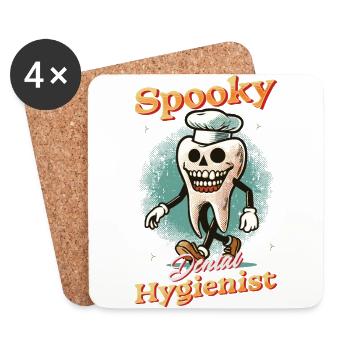 Hygiéniste dentaire effrayante Halloween Fun - Dessous de verre (lot de 4) - blanc - Devant