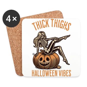 Lustiges Halloween Thick Thighs Halloween Vibes - Untersetzer (4er-Set) - Weiß - Vorne
